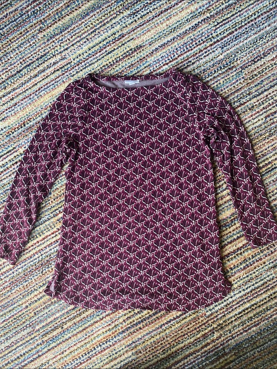 J. Jill Tops - J Jill Ponte Tunic with Burgundy and Black Pattern M